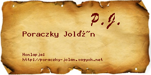 Poraczky Jolán névjegykártya