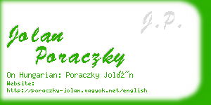 jolan poraczky business card